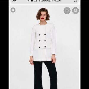 Zara white black contrasting stitch coat s small